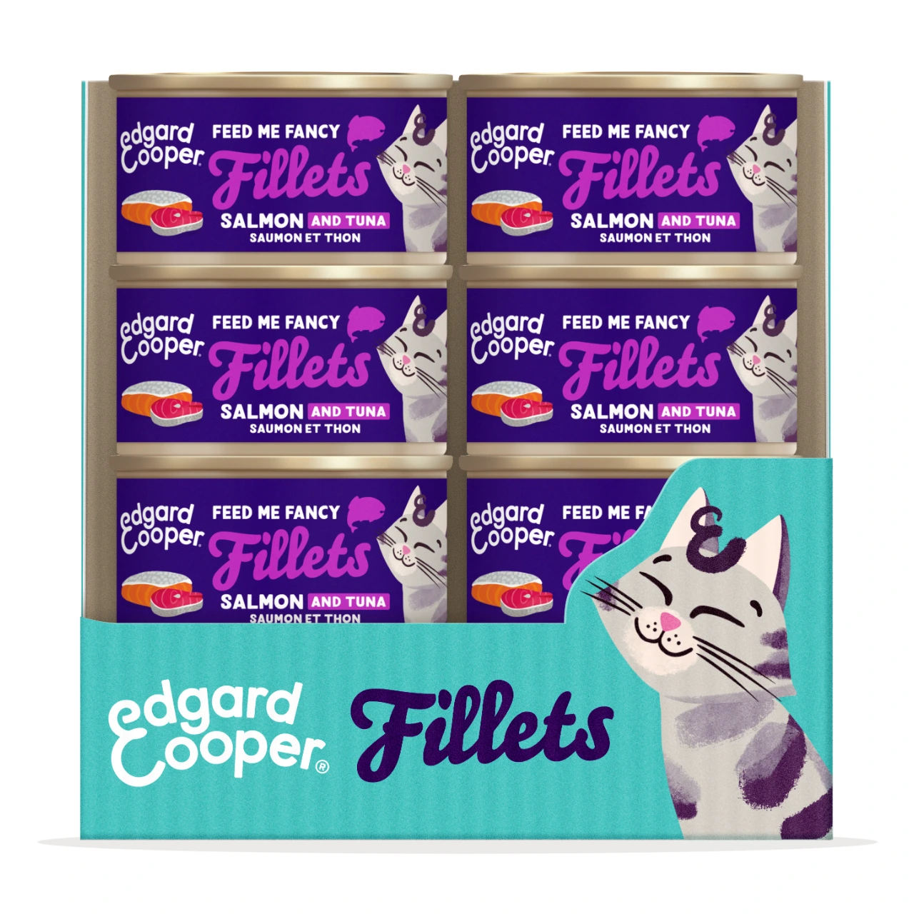 Edgard & Cooper kattefilet laks og tun i bouillon 70 g